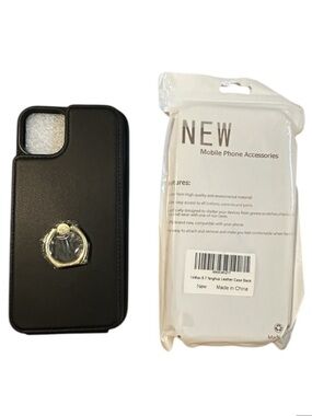 Cell phone case for iPhone 14 Pro black wallet case w/ring holder NWT